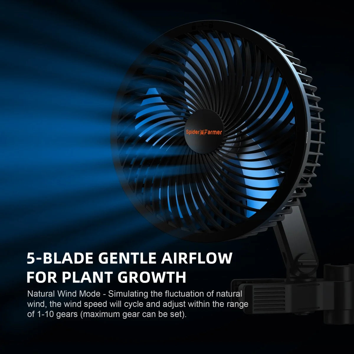 2025 New Version Spider Farmer®6-Inch Grow Tent Clip Fan EC Motor, 10 Speeds Wind Control 10-Level Wide-Angle Oscillation, Waterproof IP54 for Optimal Plant Airflow (Pack of 2)