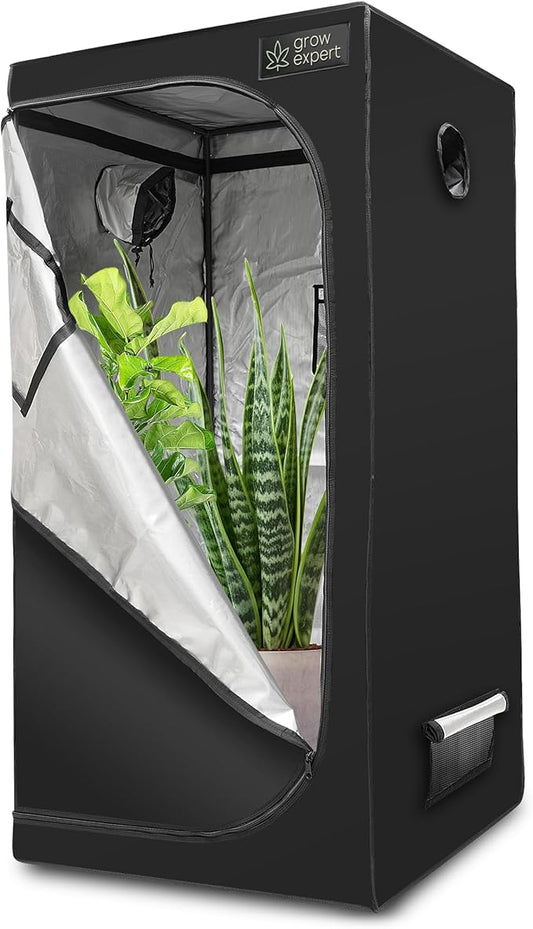Premium Grow Zelt – Hochwertiger 1680D Stoff, Diamant reflektierende Innenseite, Stärkste Reißverschlüsse, Ultradichtes und hohes Anbauzelt, EZ-View Fenster, Grow Box 6 Größen