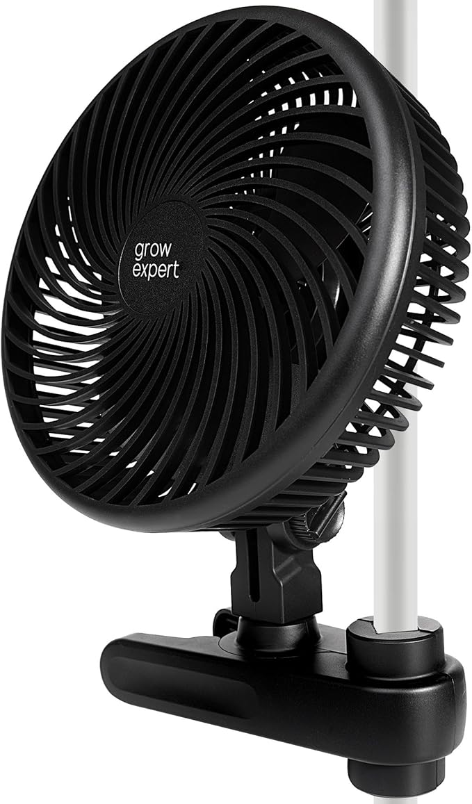 Grow Expert Oszillierender Clip-Ventilator für Growbox & Growzelte EC-Motor mit 10 Stufen, 32 dB(A), 250 cm Kabel – Umluftventilator für Luftzirkulation & gesundes Pflanzenwachstum (1 Stück)
