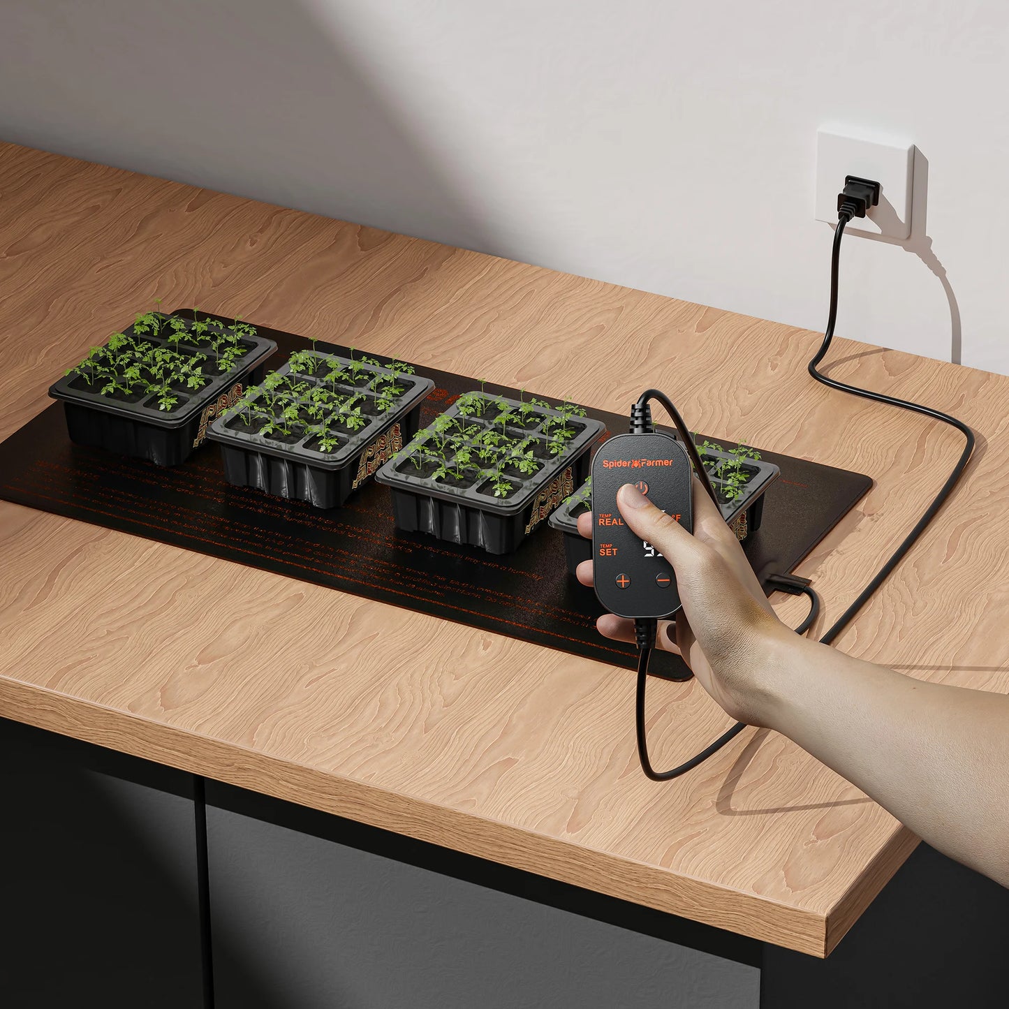 2025 New Spider Farmer 121 X 52cm Seedling Heat Mat With 4 Pack Seed Starter Trays