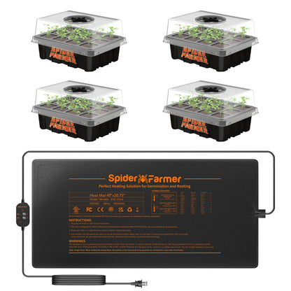 2025 New Spider Farmer 121 X 52cm Seedling Heat Mat With 4 Pack Seed Starter Trays