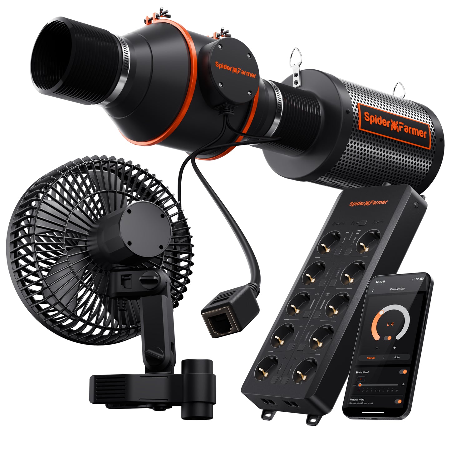Experience the Latest Features – 2025 Spider Farmer GGS AC10 Power Strip Kits with Next-Gen 6” Clip Fan & 4” Inline Fan (with RJ12 Port), Ducting, and Carbon Filter Kits (Light Not Included)