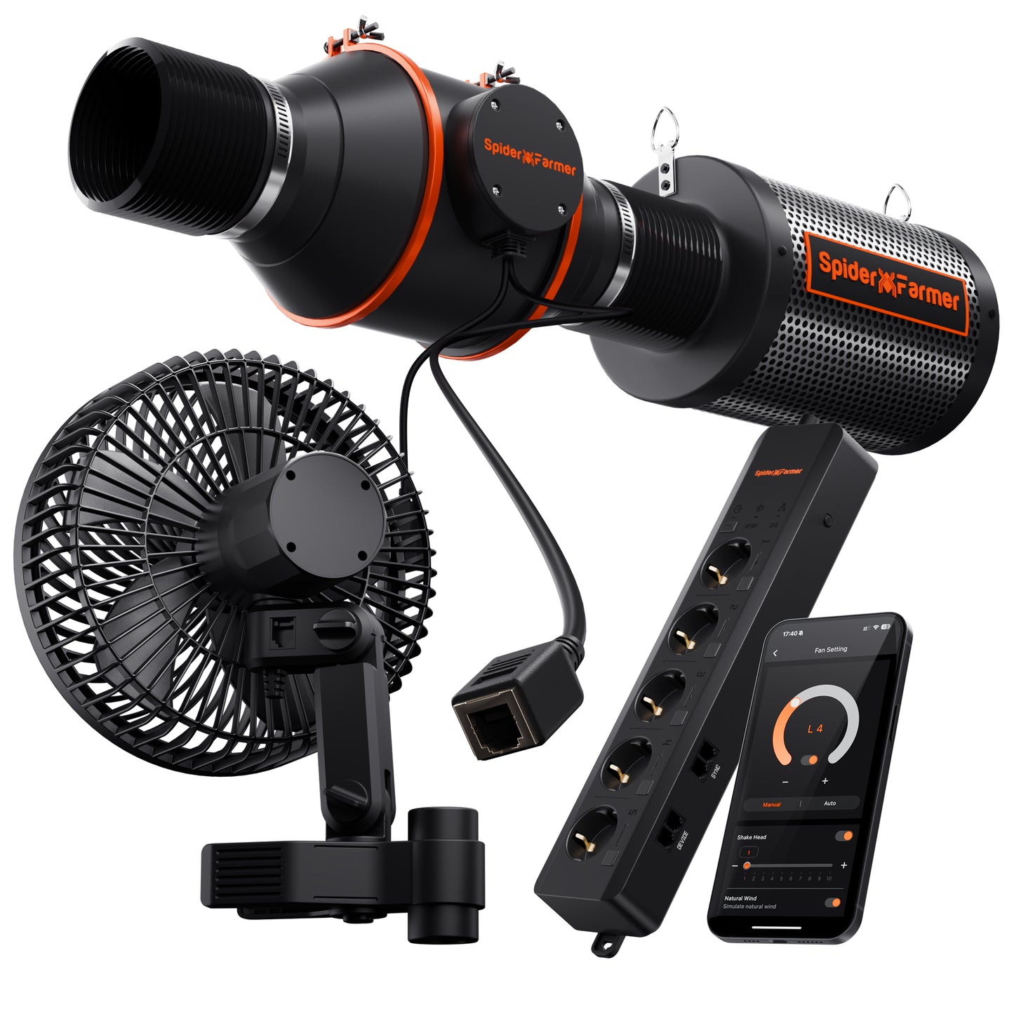 Experience the Latest Features – 2025 Spider Farmer GGS AC5 Power Strip Kits with Next-Gen 6” Clip Fan & 4” Inline Fan (with RJ12 Port), Ducting, and Carbon Filter Kits (Light Not Included)