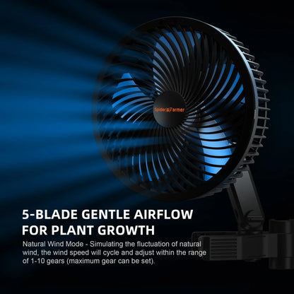 2025 New Version Spider Farmer®6-Inch Grow Tent Clip Fan EC Motor, 10 Speeds Wind Control 10-Level Wide-Angle Oscillation, Waterproof IP54 for Optimal Plant Airflow (Pack of 2)