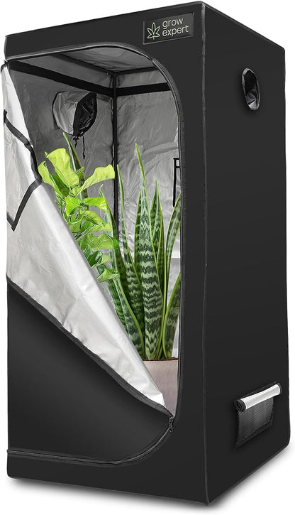 Premium Grow Zelt – Hochwertiger 1680D Stoff, Diamant reflektierende Innenseite, Stärkste Reißverschlüsse, Ultradichtes und hohes Anbauzelt, EZ-View Fenster, Grow Box 6 Größen