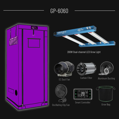 GP-6060 Grow Package by 60×60cm Grow Tent and 200W LED Grow Light