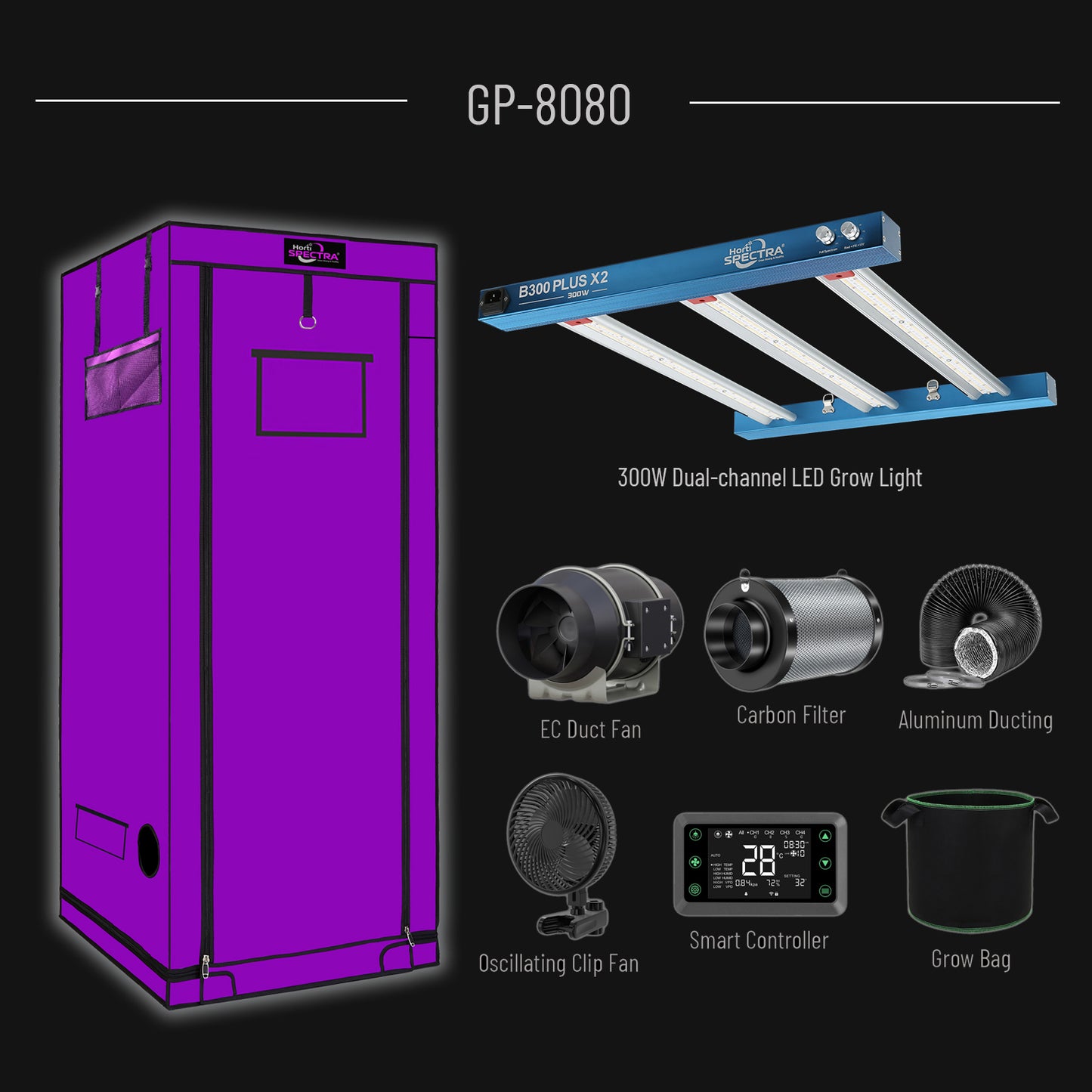 GP-6060 Grow Package by 60×60cm Grow Tent and 200W LED Grow Light