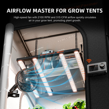 2025 New Version Spider Farmer®6-Inch Grow Tent Clip Fan EC Motor, 10 Speeds Wind Control 10-Level Wide-Angle Oscillation, Waterproof IP54 for Optimal Plant Airflow