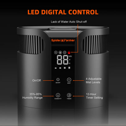 Spider Farmer 16L Cool Mist Humidifier Ultrasonic with Temperature & Humidity Probe for Plants Indoor Grow Tent