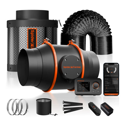 2025 New Spider Farmer 6-Inch Inline Duct Fan Kits 402CFM with GGS Controller Abluftventilator