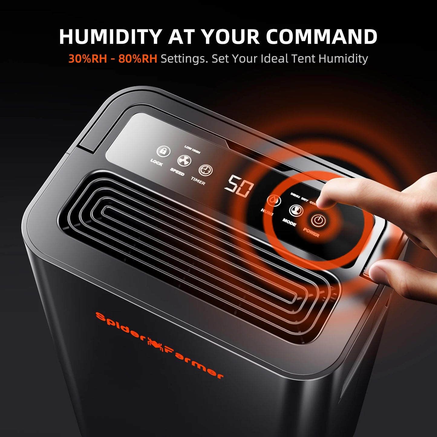 Spider Farmer 32-Pint Dehumidifier | Luftentfeuchter | Déshumidificateur – with Drain Hose / mit Ablaufschlauch / avec tuyau de vidange – for Grow Tent & Grow Room