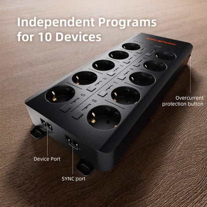 2025 Spider Farmer GGS AC10 Mehrfachsteckdose mit 10 Anschlüssen für Klimasteuerung im Grow-Zelt – mit Temperatur-, Luftfeuchtigkeits- und VPD-Messung, Zeitsteuerung, Verlaufsdaten, Bluetooth & WLAN