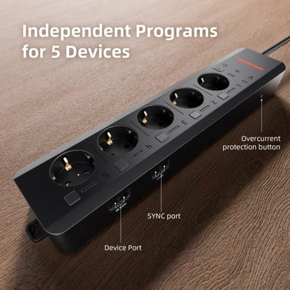 2025 Spider Farmer GGS AC5 Mehrfachsteckdose mit 5 Anschlüssen für Klimasteuerung im Grow-Zelt – mit Temperatur-, Luftfeuchtigkeits- und VPD-Messung, Zeitsteuerung, Verlaufsdaten, Bluetooth & WLAN