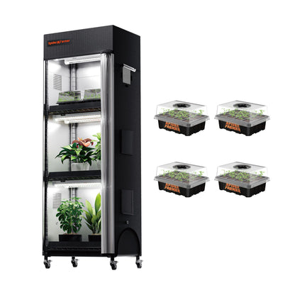 Spider Farmer 4 Tier Plant Stand With Grow Lights 54W With Plant Shelf for Indoor Plant and Greenhouse，4 pcs Seed Starter Trays,