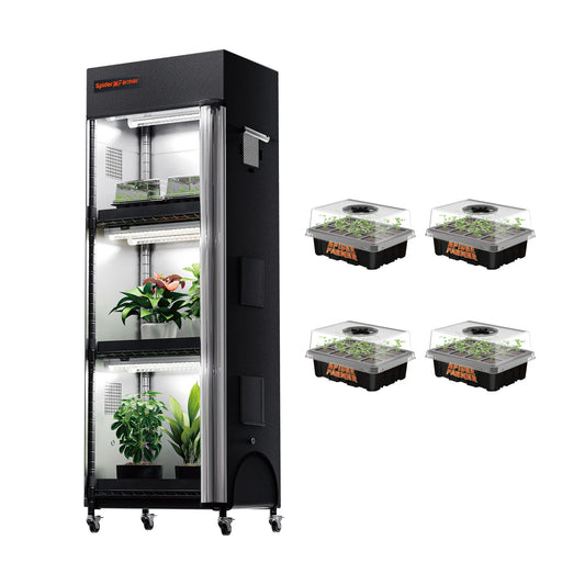 Spider Farmer 4 Tier Plant Stand With Grow Lights 54W With Plant Shelf for Indoor Plant and Greenhouse，4 pcs Seed Starter Trays,